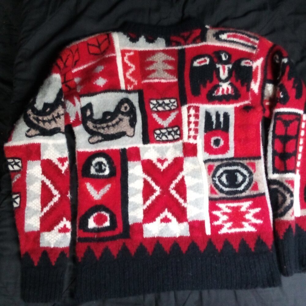 Vintage Northwest Passages Pacific Northwest Totem Art Wool Crewneck Sweater - Picture 5 of 6